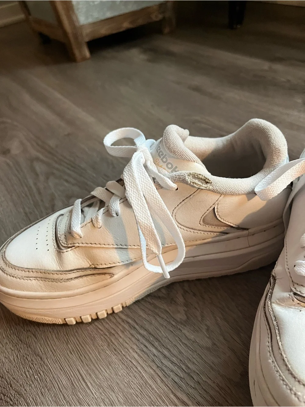 Reebok Women's Cream Platform Leather Sneakers